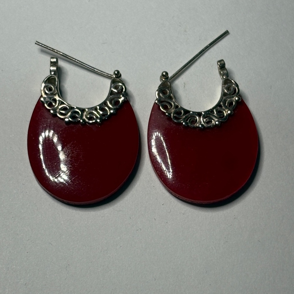 Red Coral Drop Earrings